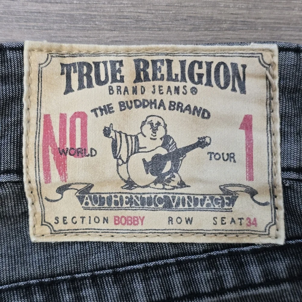 True Religion Bobby Mens Vintage Black Denim Size 31 Y2k Streetwear